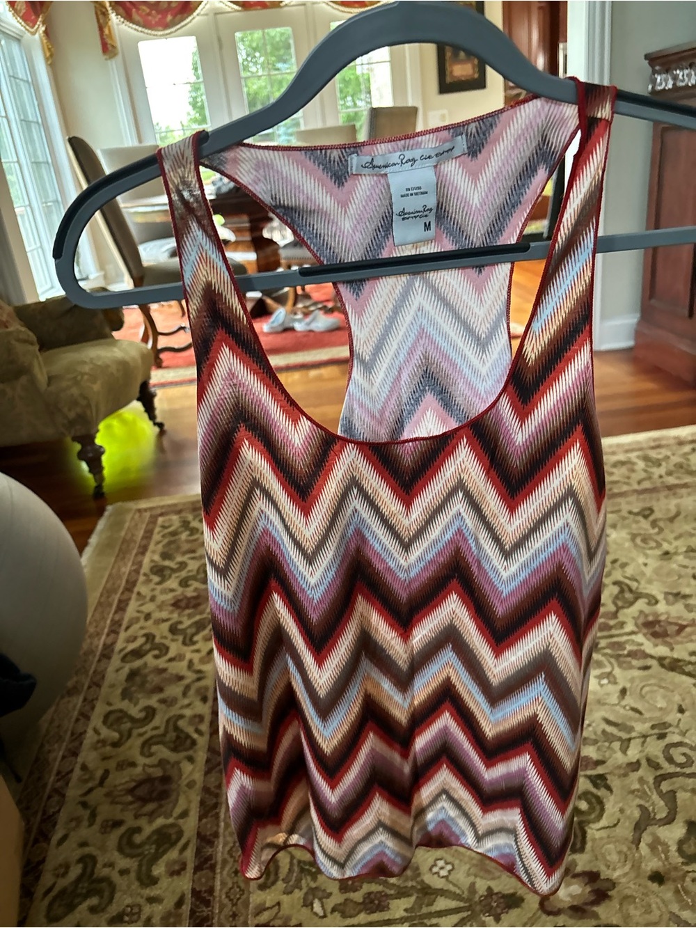 American Rag Zigzag Chevron Tank Top in Red, Brown, Pink, Cream